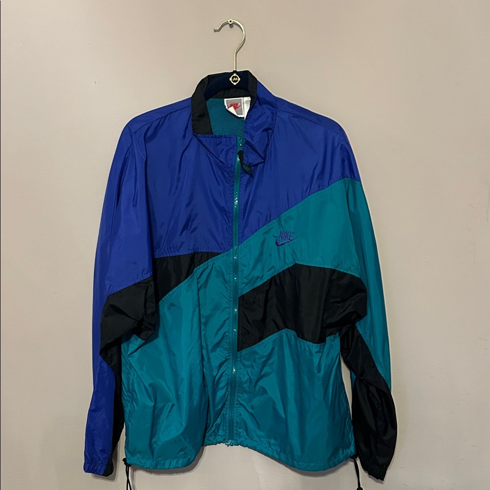 Nike Men's Blue and Teal Windbreaker Jacket